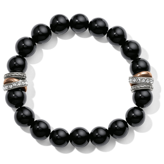 Neptune's Rings Black  Agate Stretch Bracelet