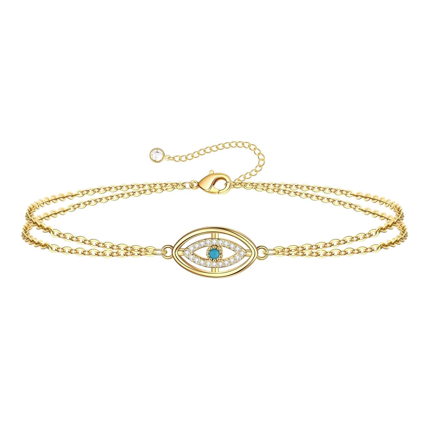 18K Gold Plated Layered Evil Eye Bracelet