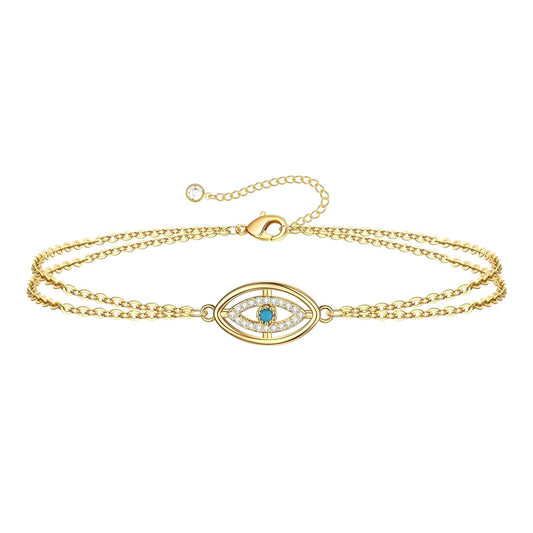 18K Gold Plated Layered Evil Eye Bracelet