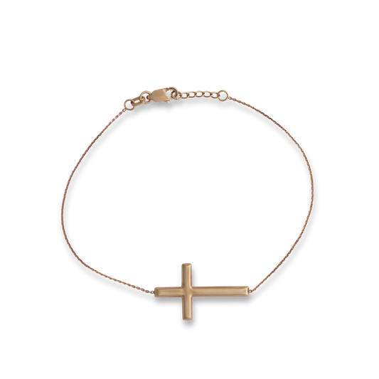 LUKA GOLD- 14kt Rosegold Sideways Cross Bracelet