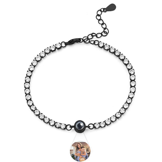Custom Photo Projection Tennis Bracelet Personalized Trendy Circle Photo Bracelet Gifts For Him