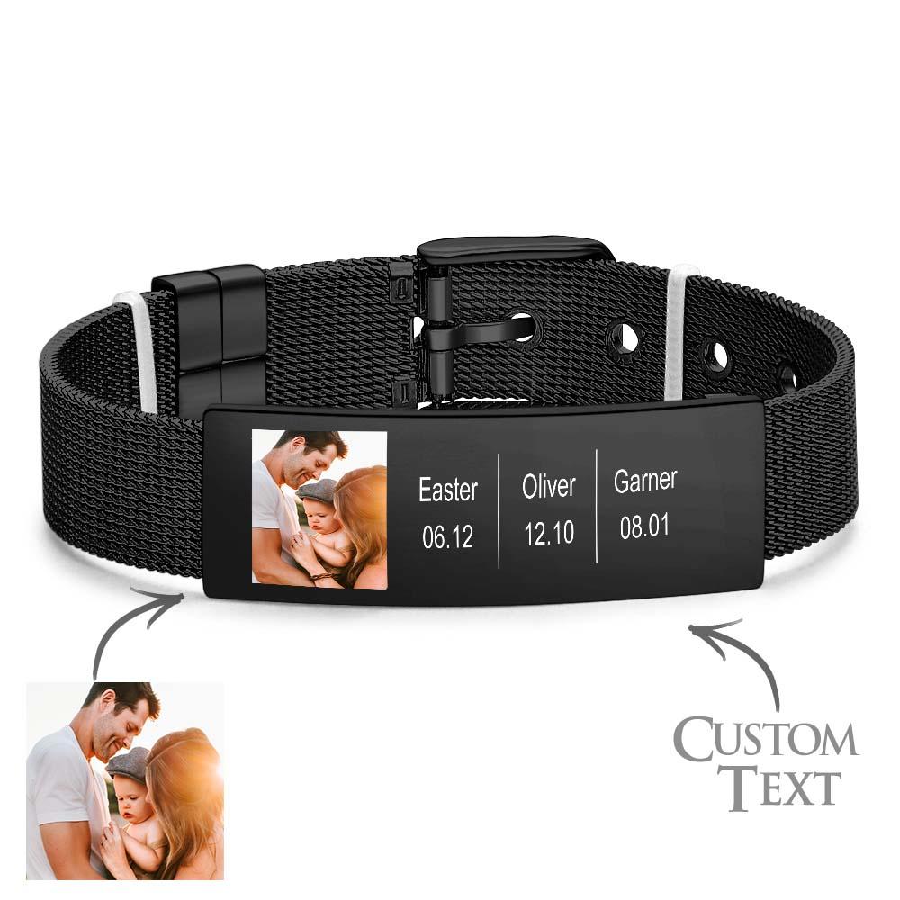 Custom Photo Engravable Bracelet Vintage Jewelry Bracelet Memorial Gifts For Men