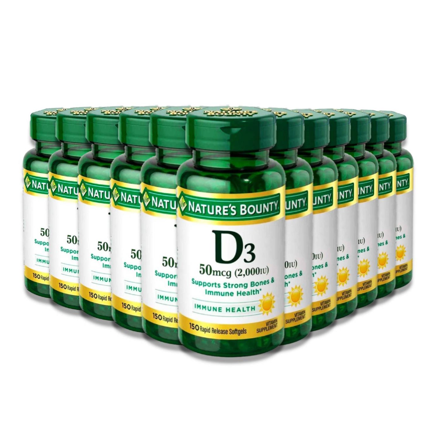 Nature's Bounty Vitamin D3 - 50mcg/2.000Iu - 150 Softgels - 12 Pack