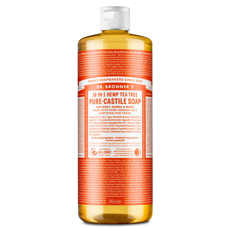 Dr Bronner's Tea Tree Pure-Castile Liquid Soap 946ml UK DELIVERY ONLY