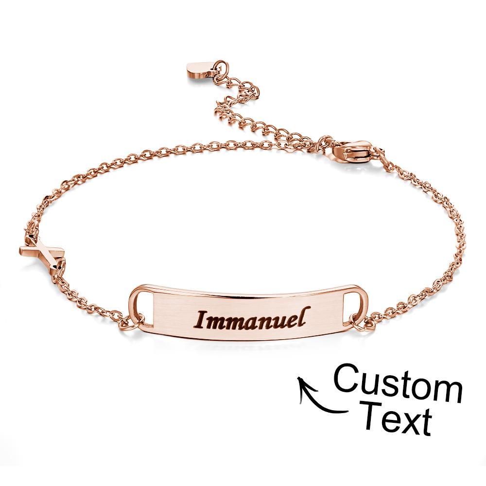 Custom Engraved Bracelet Creative Cross Simple Metal Gifts