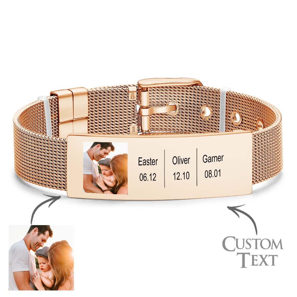 Custom Photo Engravable Bracelet Vintage Jewelry Bracelet Memorial Gifts For Men