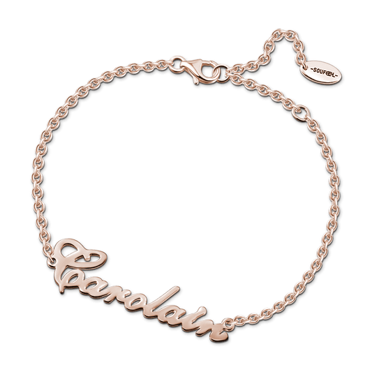 Personalized Name Bracelet Rose Gold Plated Silver - Length Adjustable