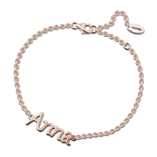 Personalized Name Bracelet Rose Gold Plated Silver - Length Adjustable