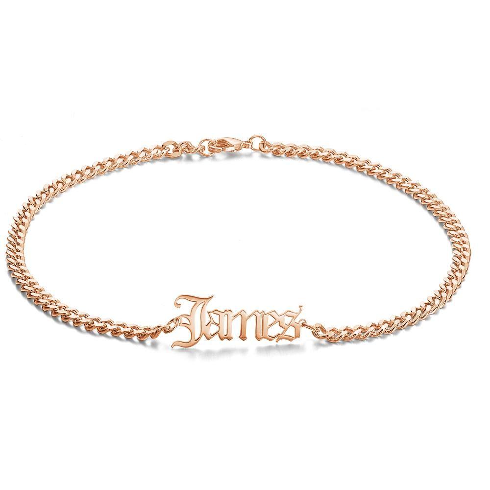 Custom Men's Bracelet Engraved Bent card Bracelet Gift for Lovers - Gold Plated