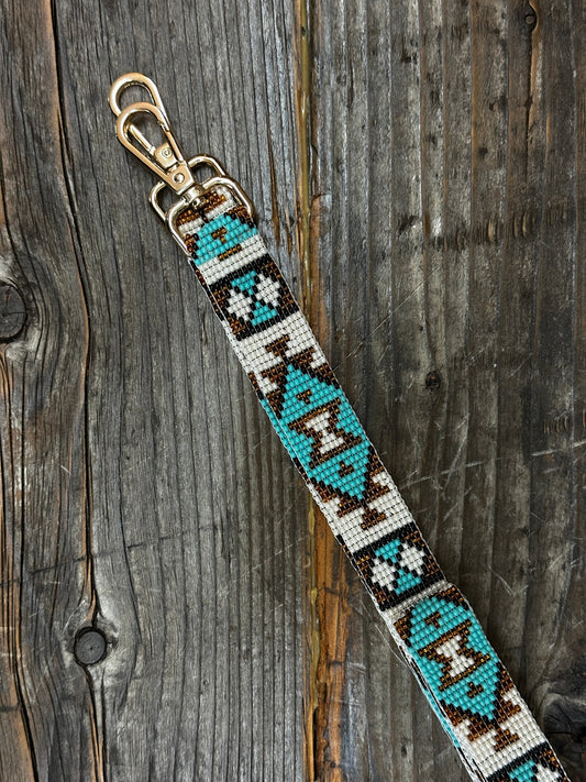 Kaqchi Beaded Turquoise & Gold Crossbody Straps ~ MADE TO ORDER