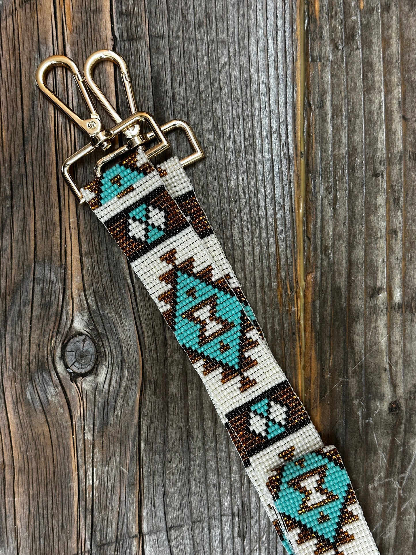 Kaqchi Beaded Turquoise & Gold Crossbody Straps ~ MADE TO ORDER