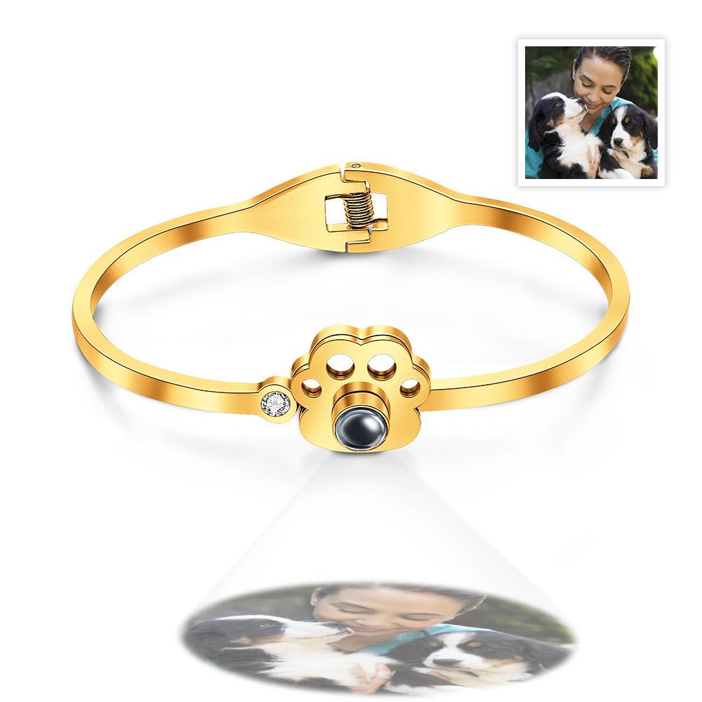 Custom Photo Projection Pet Paw Bracelet Personalized Adjustable Bracelet Gifts For Her