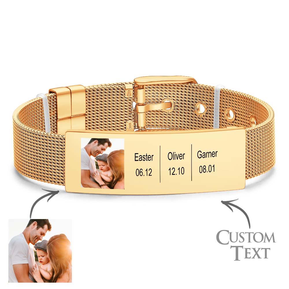 Custom Photo Engravable Bracelet Vintage Jewelry Bracelet Memorial Gifts For Men