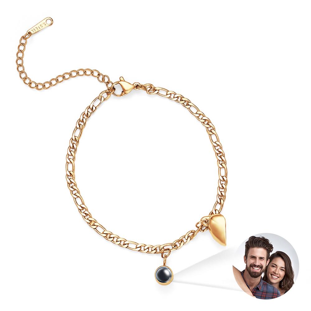 Custom Projection Bracelet Couple Magnetic Heart Gift for Couple