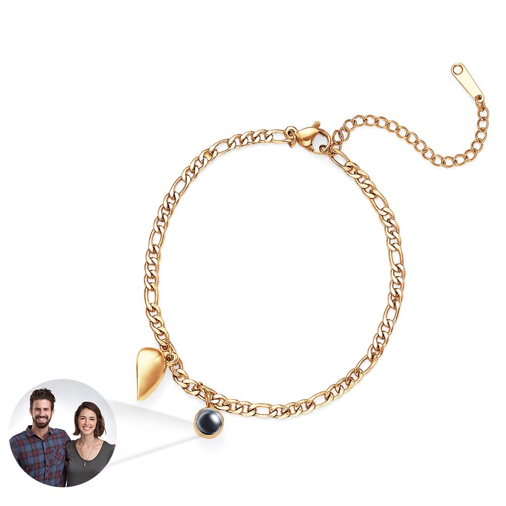 Custom Projection Bracelet Couple Magnetic Heart Gift for Couple