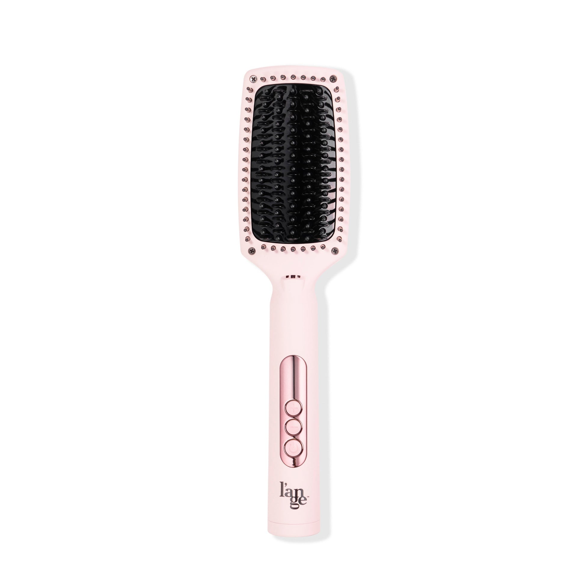 Blush curve straightening brush with black ceramic bristles, digital LCD Display, soft rubber finish