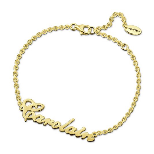 Personalized Name Bracelet 14k Gold Plated Silver - Length Adjustable