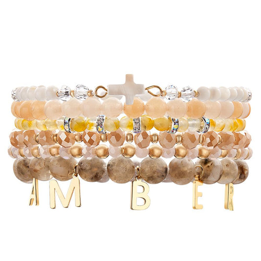 Custom Name Bracelet Letter Pendant Bohemia Style Beach Gift for Her