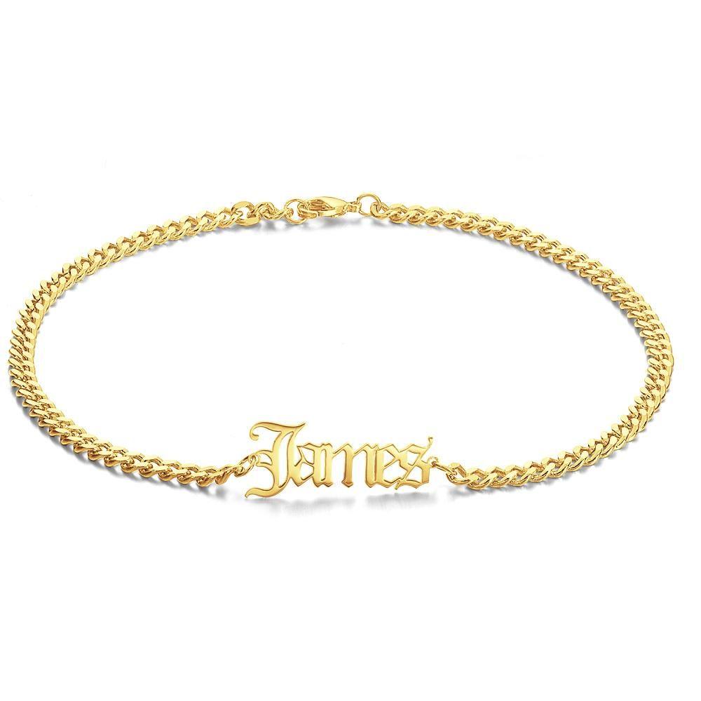 Custom Men’s Bracelet Dainty Name Bracelet Hypoallergenic Gift for Boyfriend - 14k Gold Plated