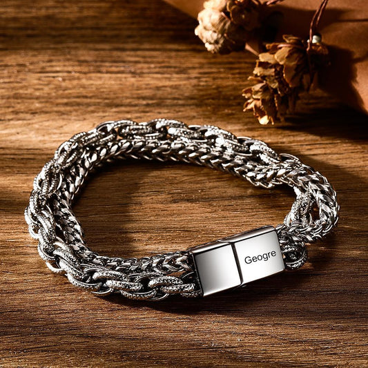 Custom Engraved Bracelet Stainless Steel Gifts for Him Gifts