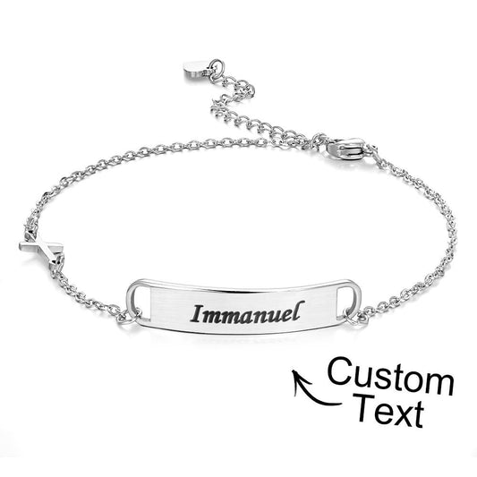 Custom Engraved Bracelet Creative Cross Simple Metal Gifts