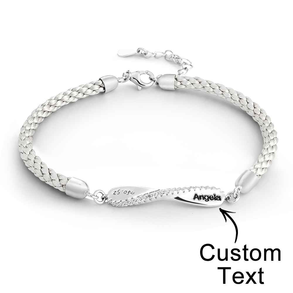 Engraved Mobius Couple Bracelet Personalized Braided Bracelet Valentine's Day Gifts