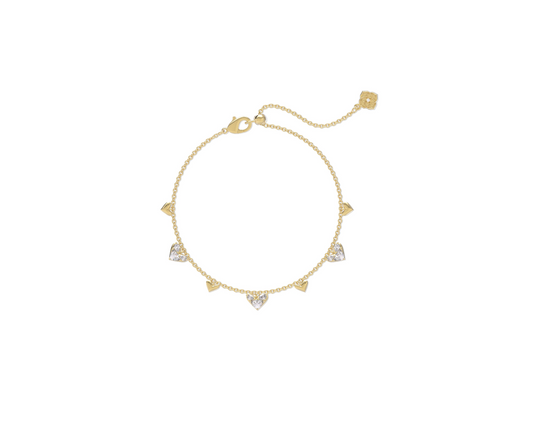 Haven Heart Crystal Chain Bracelet Gold - White Crystal