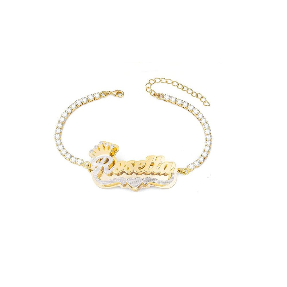 Personalized Name Bracelet With Crown Adjustable Bracelet Jewelry Gifts For Women