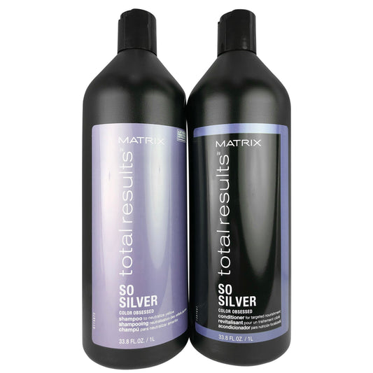 Matrix Total Results So Silver Liter Duo(33.8oz Shampoo & 33.8oz Conditiioner)