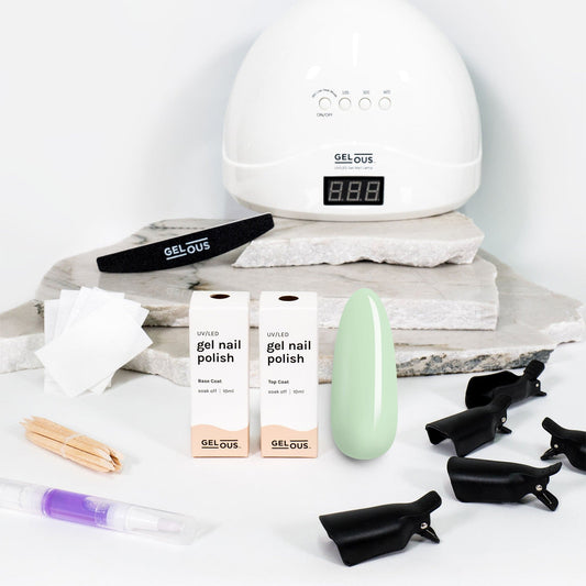 Gelous gel nail polish Serene Green Starter Pack - photographed in New Zealand