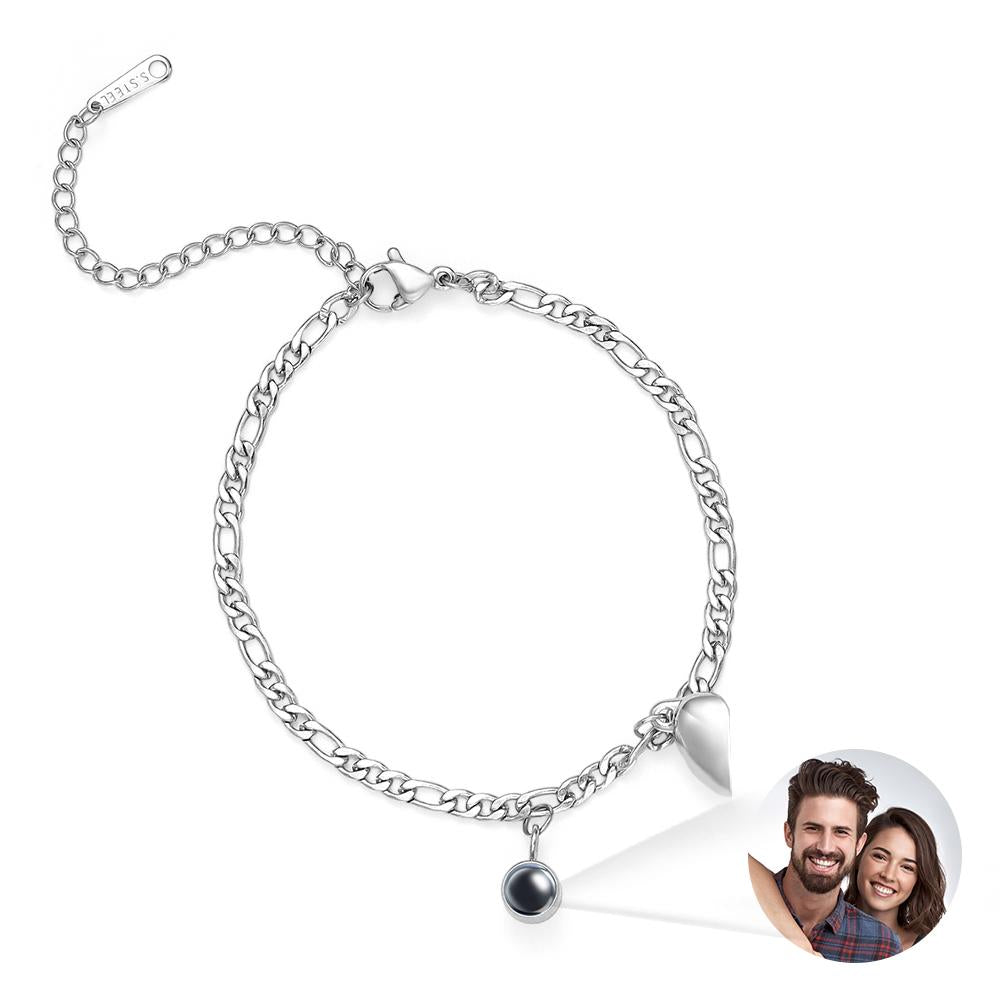 Custom Projection Bracelet Couple Magnetic Heart Gift for Couple