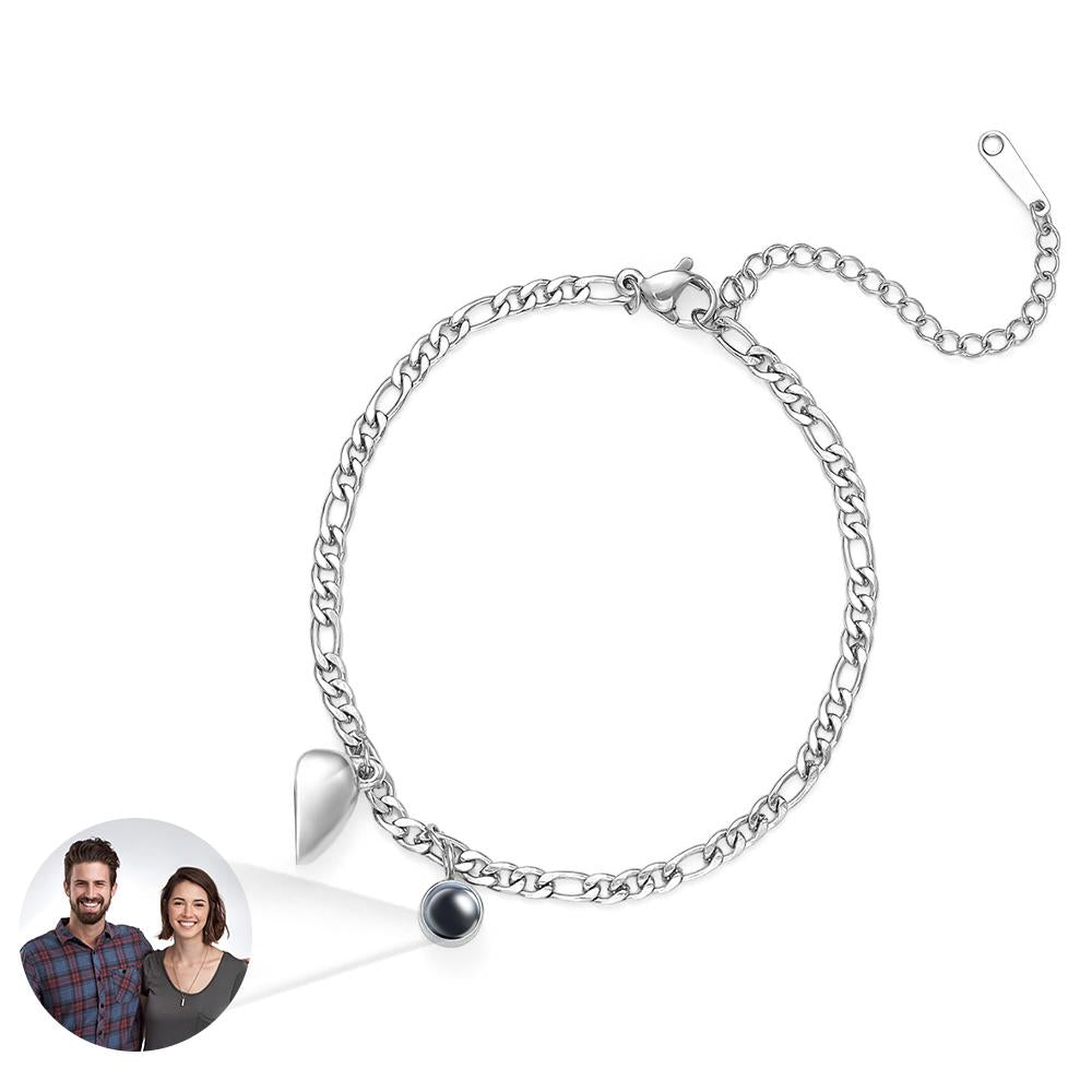 Custom Projection Bracelet Couple Magnetic Heart Gift for Couple