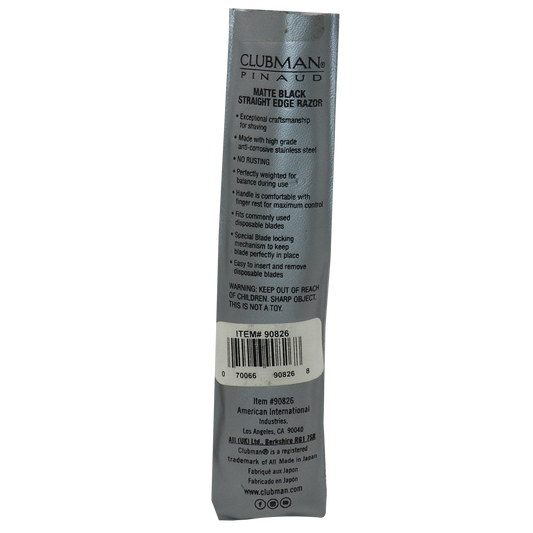 Pinaud Clubman Swing Lock Straight Razor Black**New**