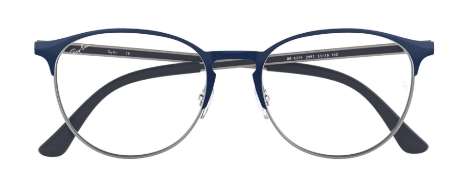 ray ban 6375 optical prescription eyewear glasses unisex traditional classic round circular shape modern trendy bold full rim navy blue grey