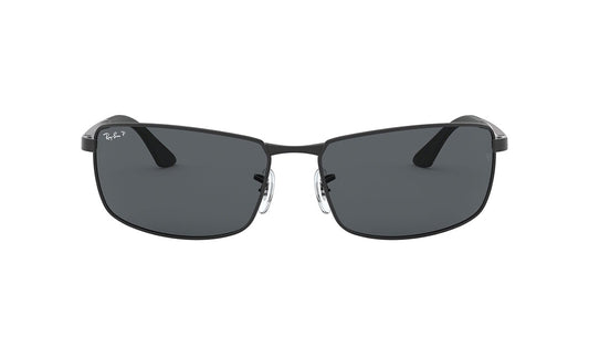 Sunglasses Rayban 3498 (Polarized) Black, Grey, Large, Mens, Metal, Polarized, Prescription, Rayban, Rectangle, Sunglasses