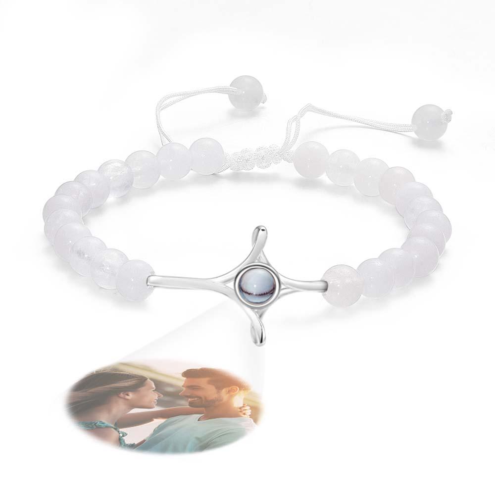 Personalized Photo Projection Beads Bracelet With Cross Memorial Gift For Her
