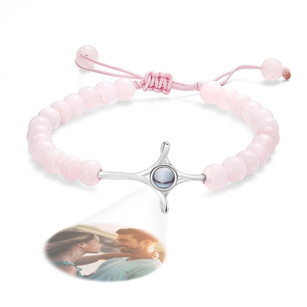 Personalized Photo Projection Beads Bracelet With Cross Memorial Gift For Her