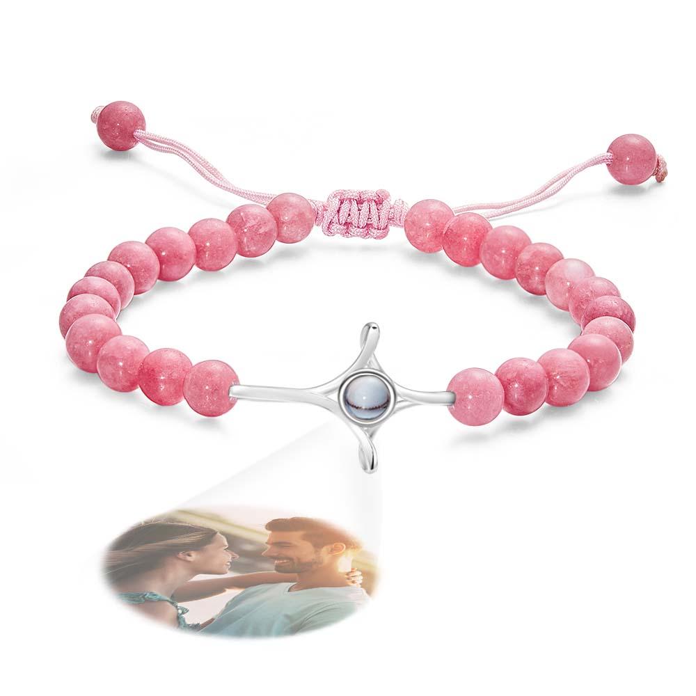 Personalized Photo Projection Beads Bracelet With Cross Memorial Gift For Her