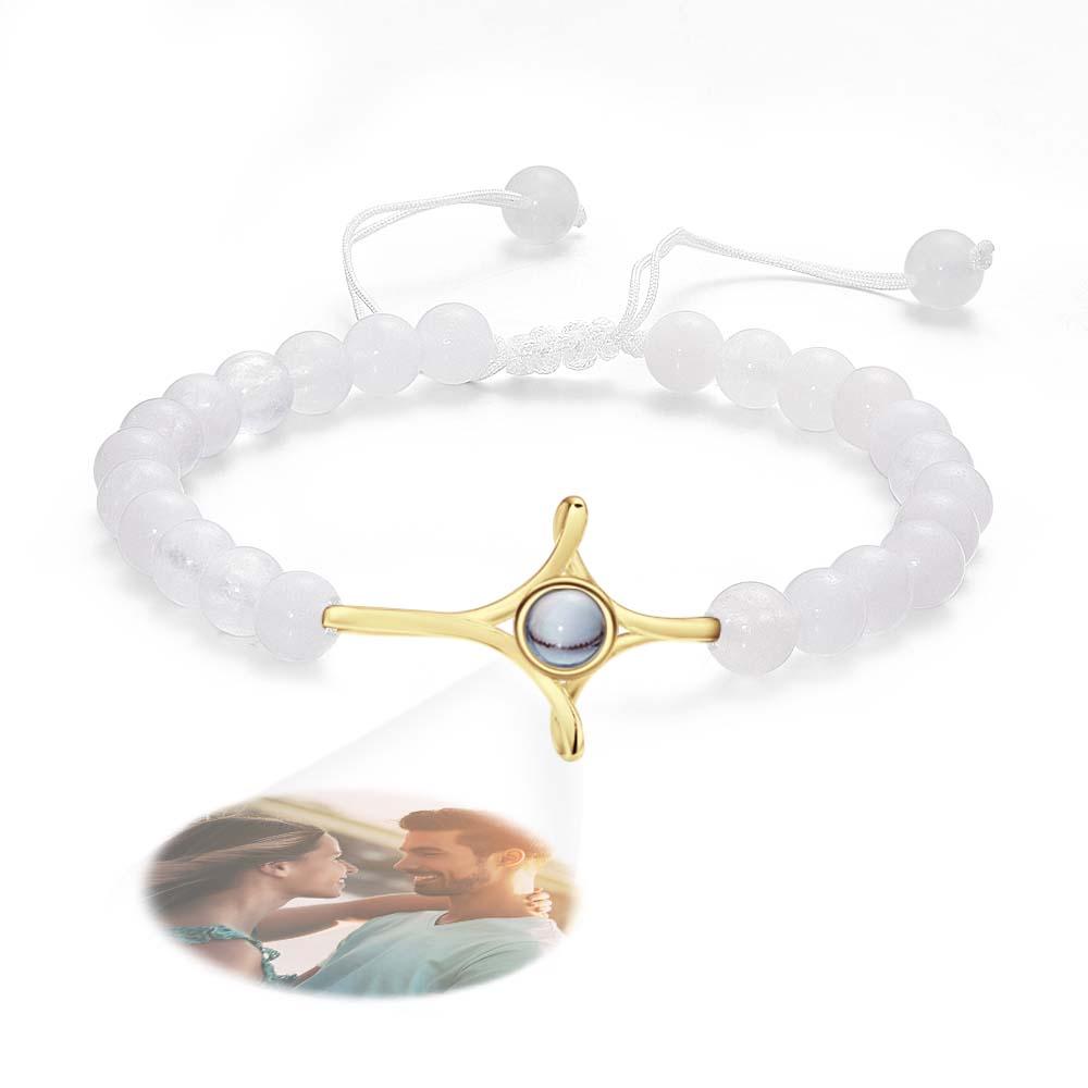 Personalized Photo Projection Beads Bracelet With Cross Memorial Gift For Her