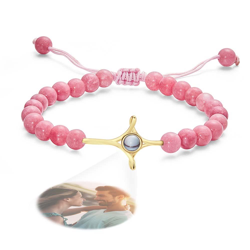 Personalized Photo Projection Beads Bracelet With Cross Memorial Gift For Her