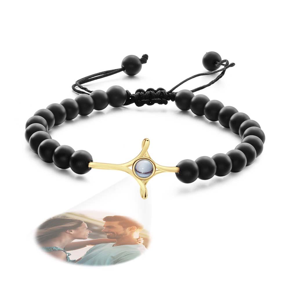 Personalized Photo Projection Beads Bracelet With Cross Memorial Gift For Her