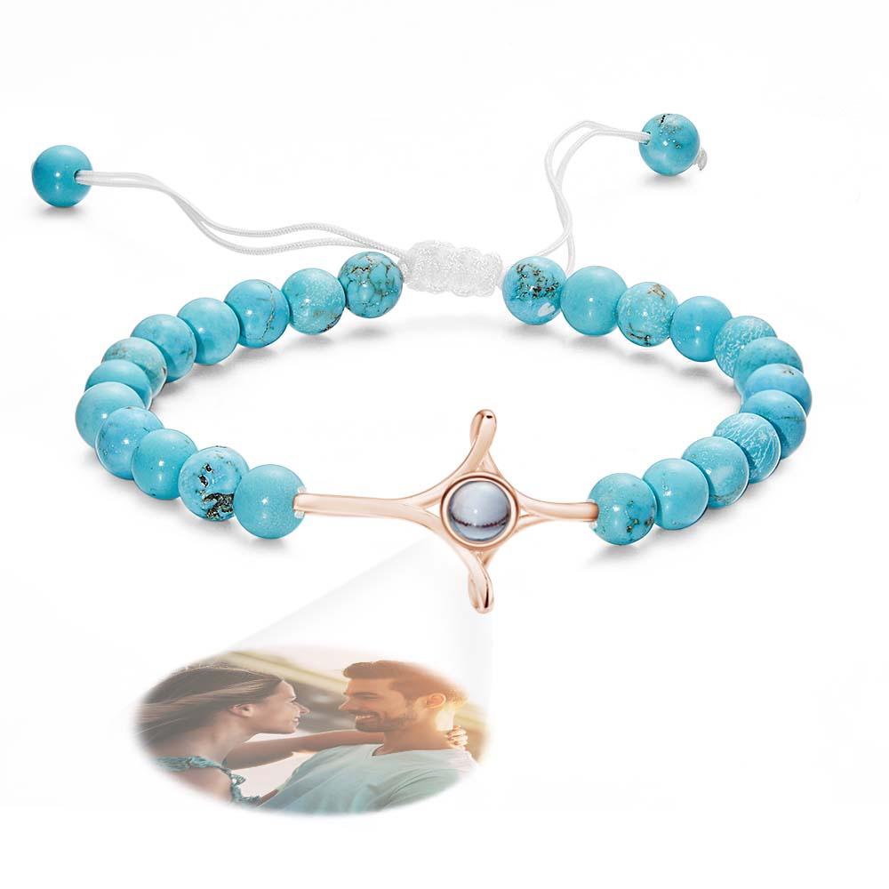 Personalized Photo Projection Beads Bracelet With Cross Memorial Gift For Her