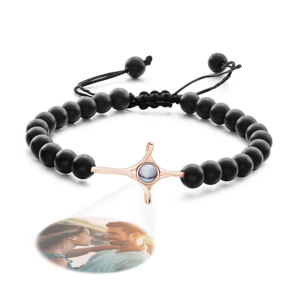 Personalized Photo Projection Beads Bracelet With Cross Memorial Gift For Her