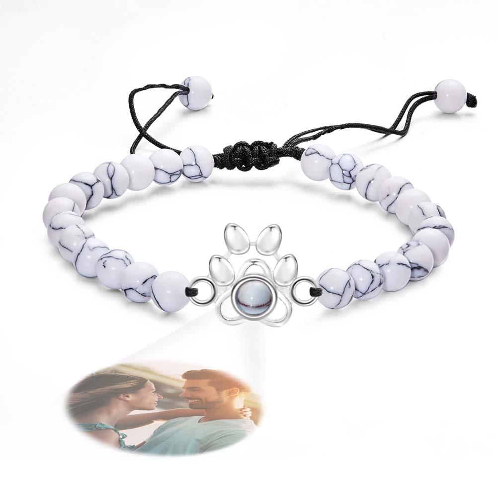 Personalized Photo Projection Beads Bracelet With Pet Claw Memorial Gift For Her