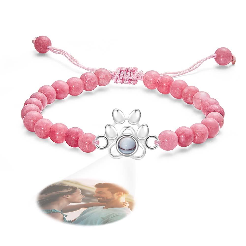 Personalized Photo Projection Beads Bracelet With Pet Claw Memorial Gift For Her