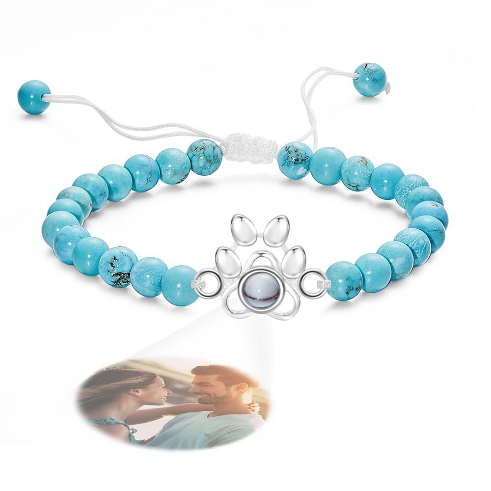 Personalized Photo Projection Beads Bracelet With Pet Claw Memorial Gift For Her