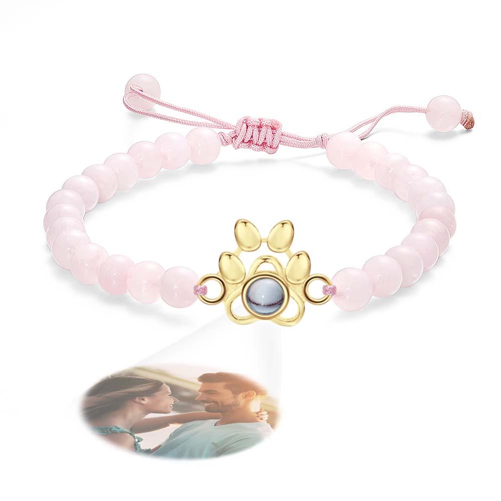 Personalized Photo Projection Beads Bracelet With Pet Claw Memorial Gift For Her