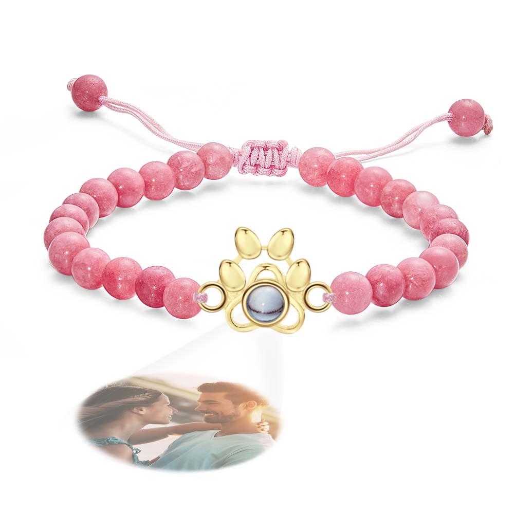 Personalized Photo Projection Beads Bracelet With Pet Claw Memorial Gift For Her