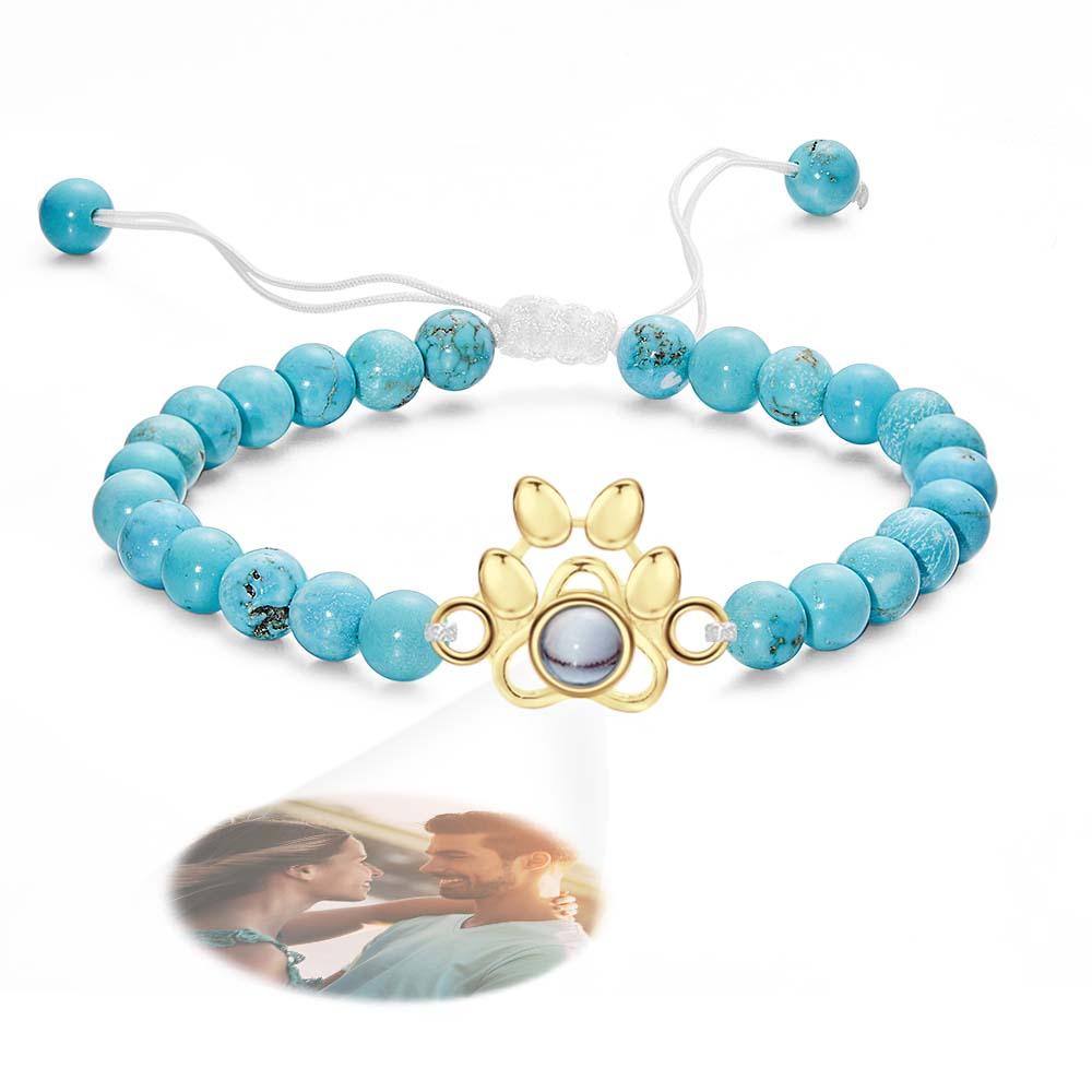 Personalized Photo Projection Beads Bracelet With Pet Claw Memorial Gift For Her