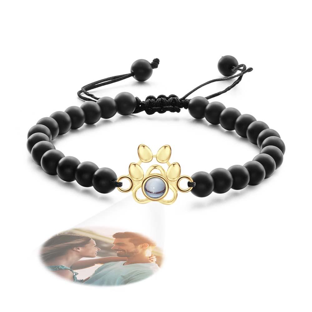 Personalized Photo Projection Beads Bracelet With Pet Claw Memorial Gift For Her